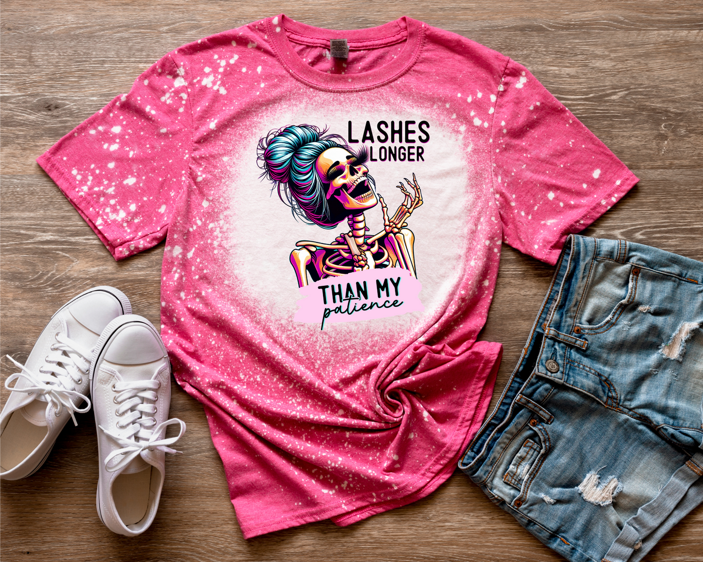 "Lashes Longer Than My Patience" Bleached T-Shirt