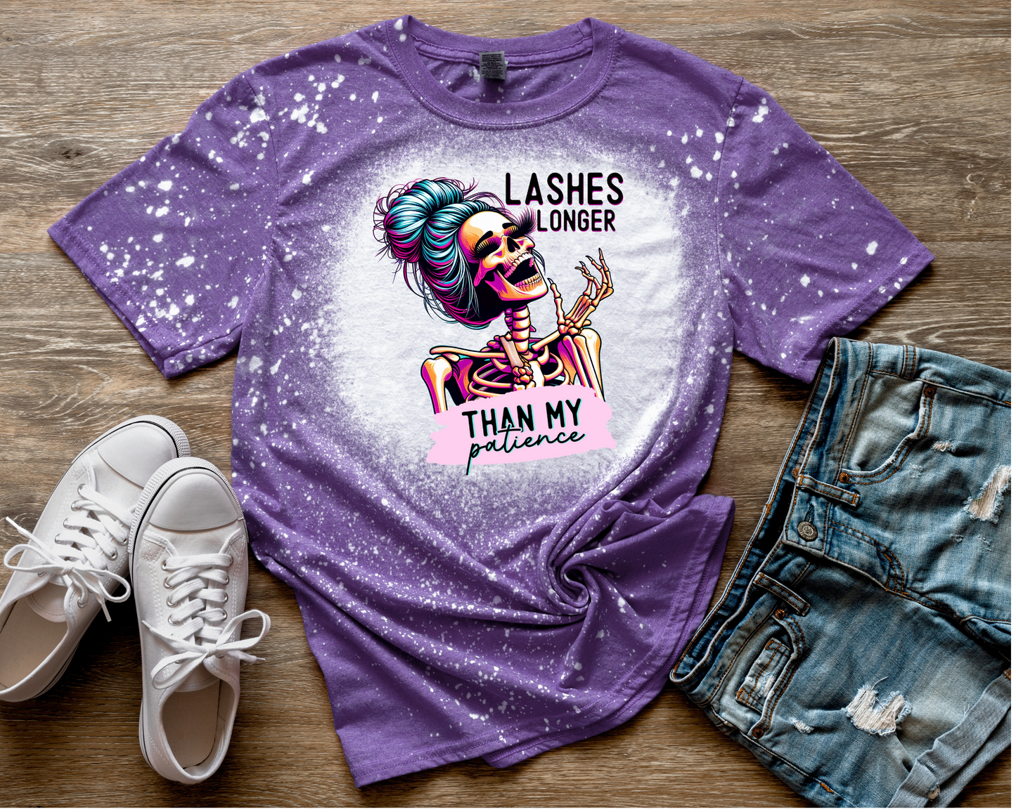 "Lashes Longer Than My Patience" Bleached T-Shirt