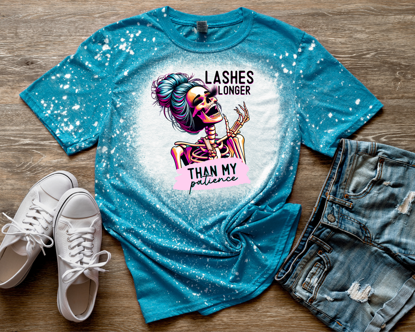 "Lashes Longer Than My Patience" Bleached T-Shirt