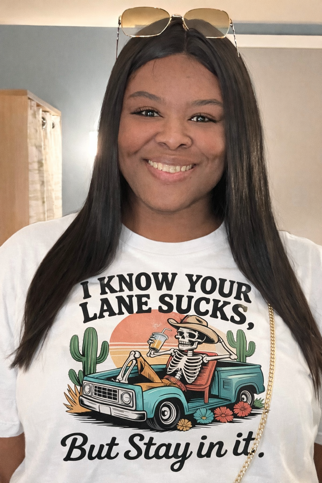 I Know Your Lane Sucks, But Stay in It Shirt | Funny Skeleton Graphic Tee