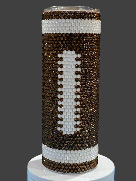 Football Rhinestone Bling Tumbler