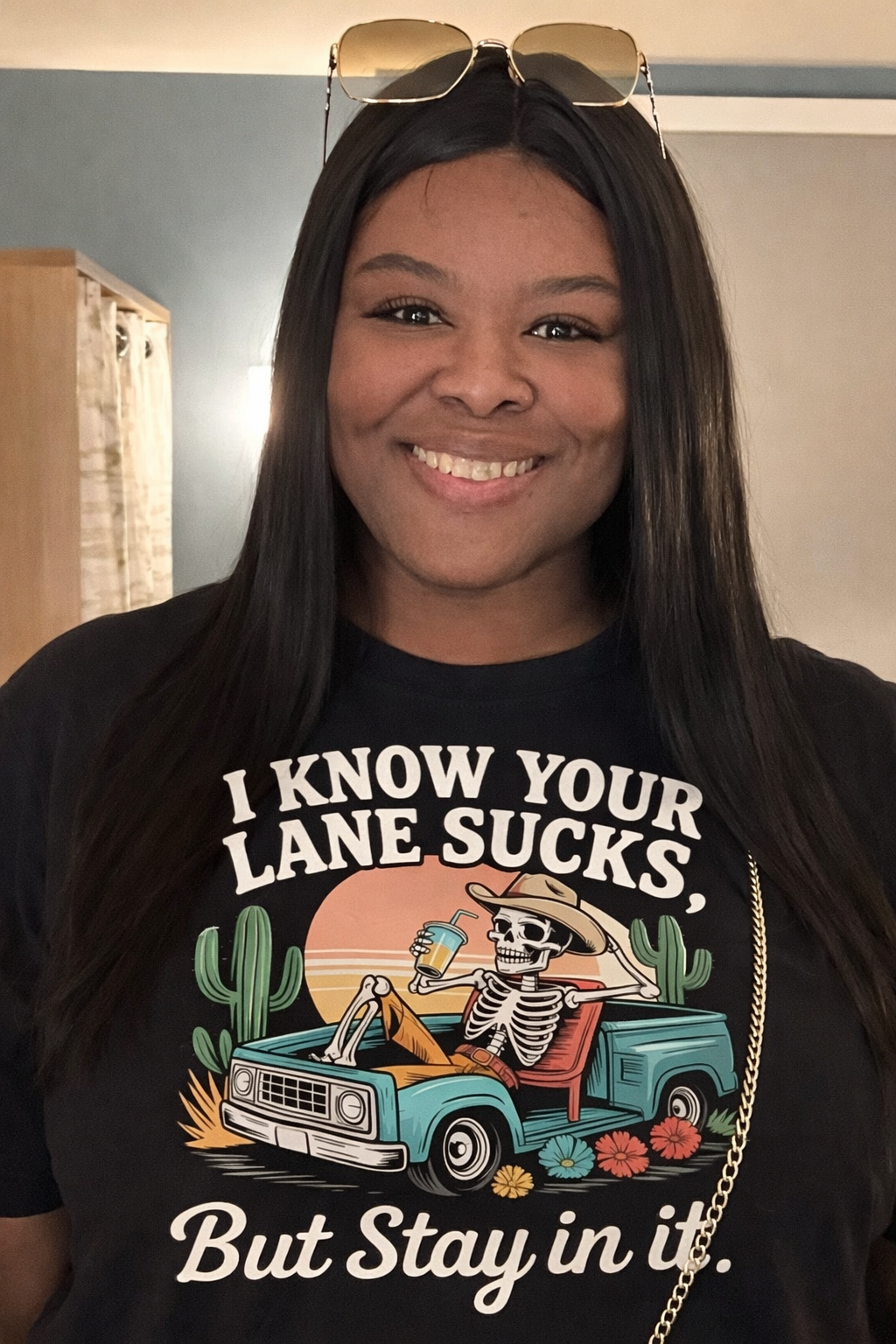 I Know Your Lane Sucks, But Stay in It Shirt | Funny Skeleton Graphic Tee