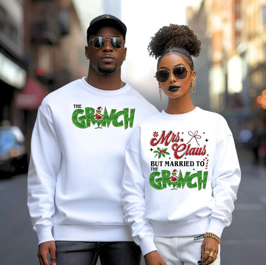 Gr*nch & Mrs. Claus Matching Crew Neck Sweatshirts